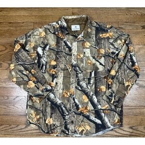 Legendary Whitetails Button Up Shirt Buck Camp Camo Flannel Long Sleeve Sz Large